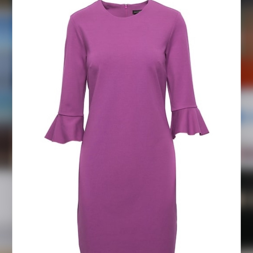 Banana Republic size 8 Plum Ponte Flutter Sleeve Dress